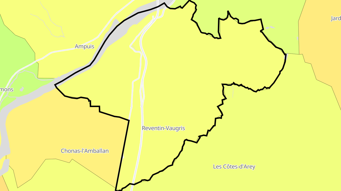 Carte des prix de l'immobilier Reventin-Vaugris