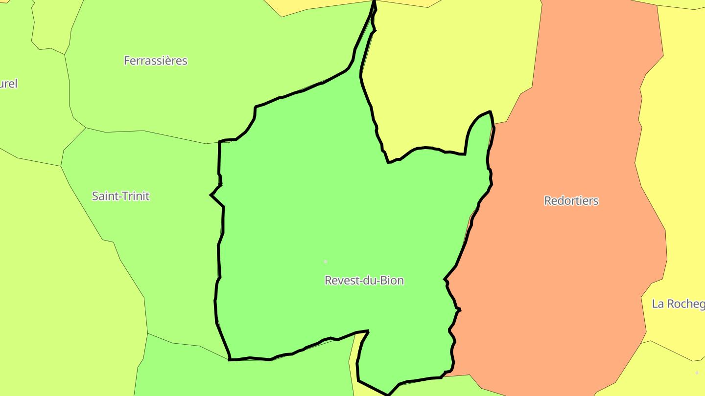 Carte des prix de l'immobilier Revest-du-Bion
