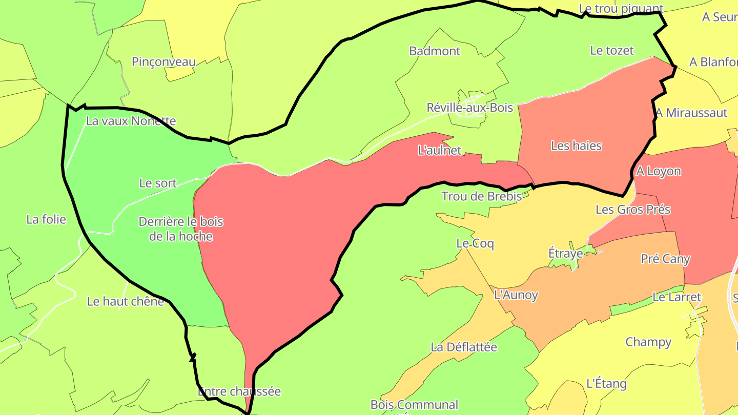 Carte des prix de l'immobilier Réville-aux-Bois