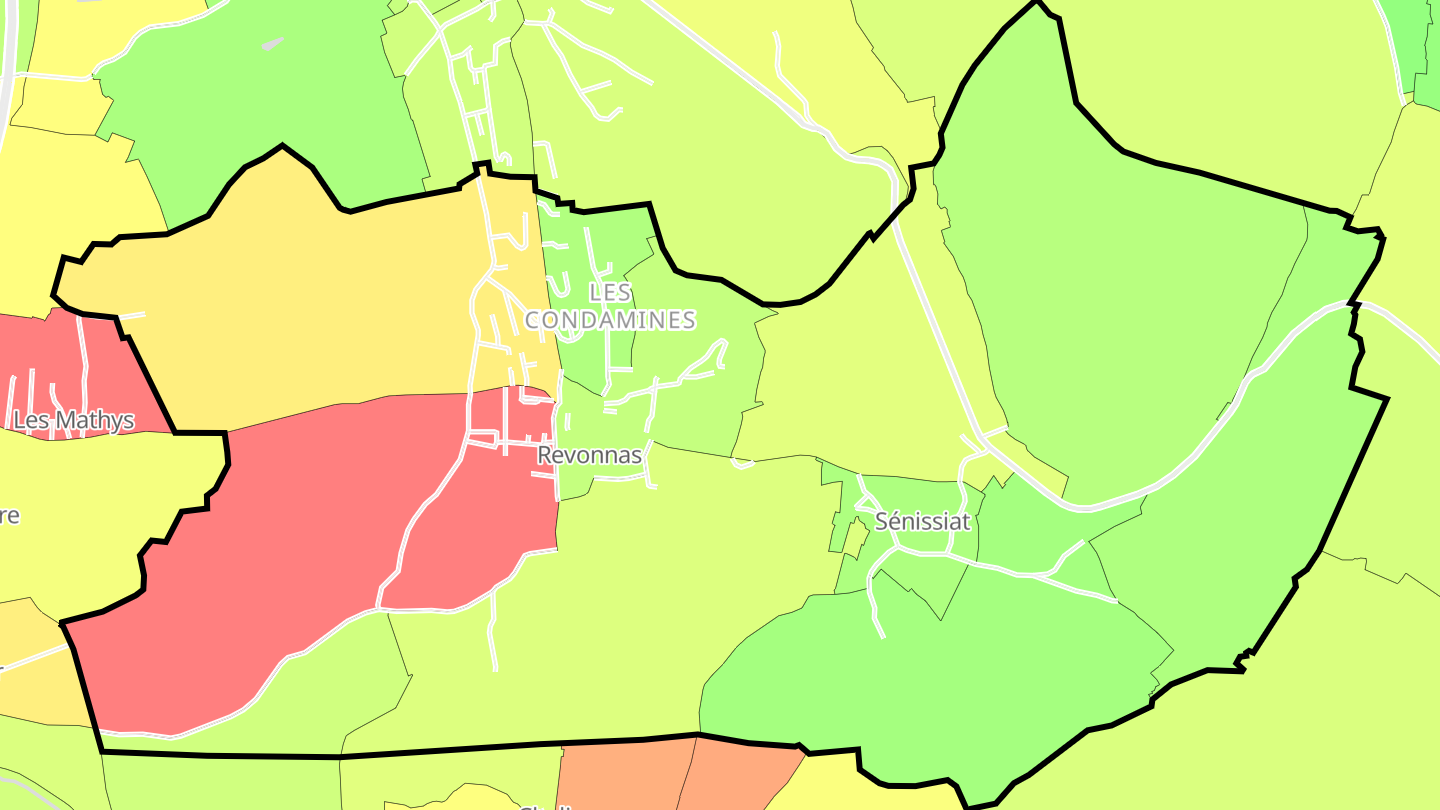 Carte des prix de l'immobilier Revonnas