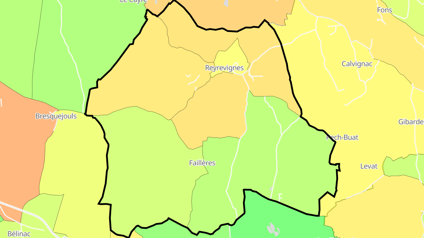 Carte des prix de l'immobilier Reyrevignes