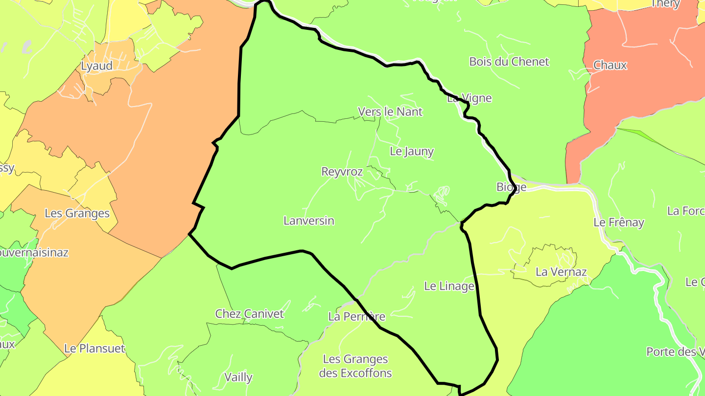 Carte des prix de l'immobilier Reyvroz