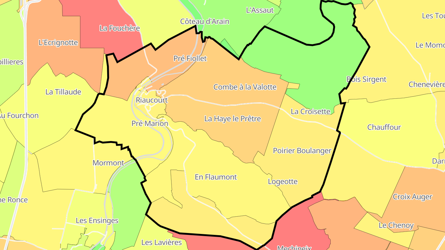 Carte des prix de l'immobilier Riaucourt