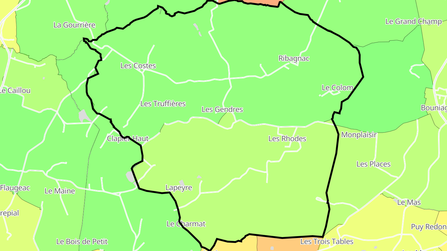 Carte des prix de l'immobilier Ribagnac
