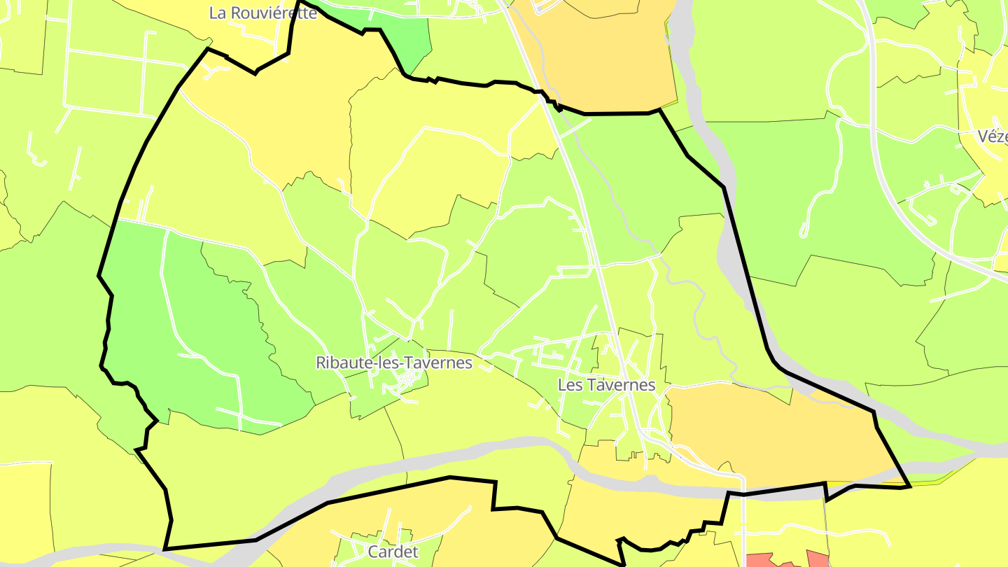 Carte des prix de l'immobilier Ribaute-les-Tavernes