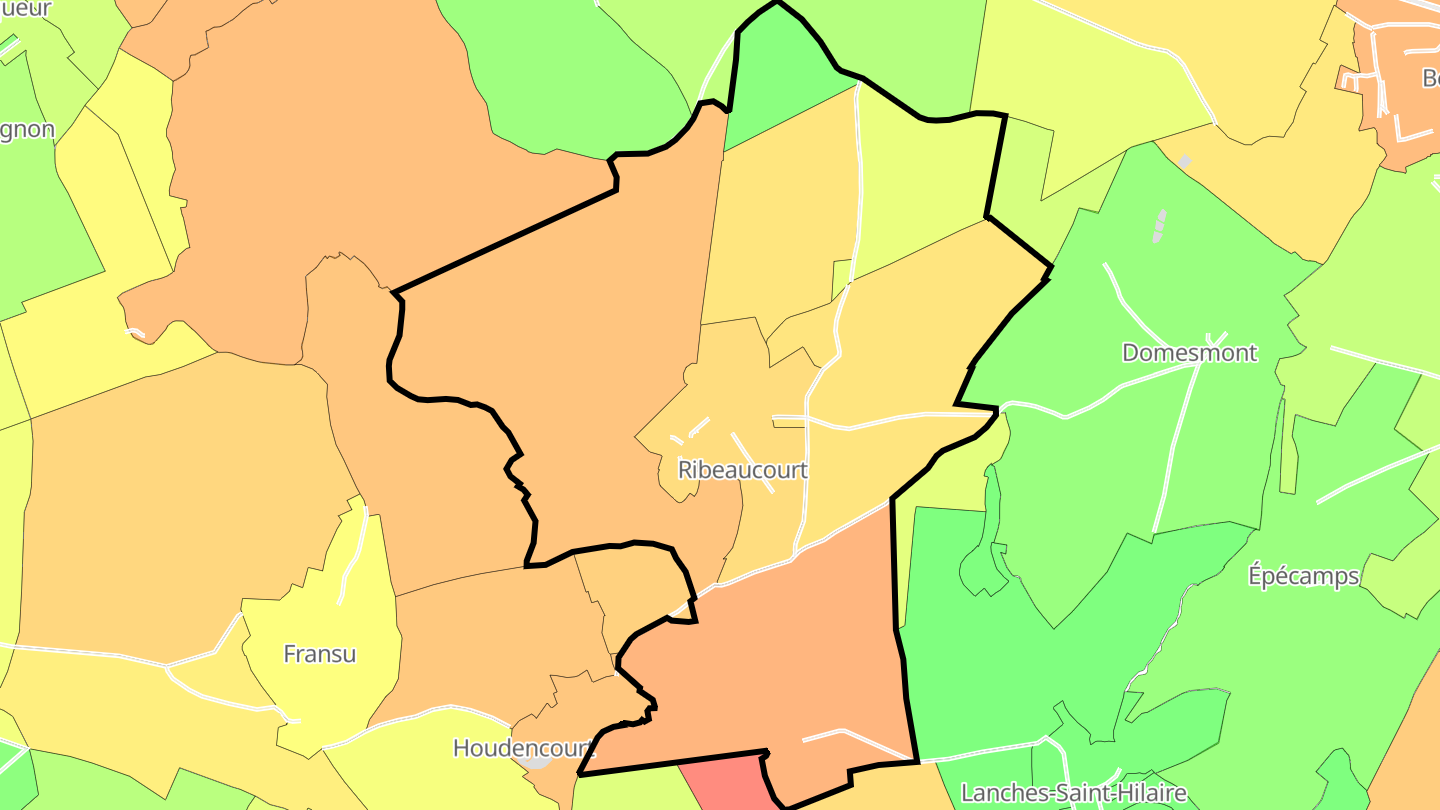 Carte des prix de l'immobilier Ribeaucourt