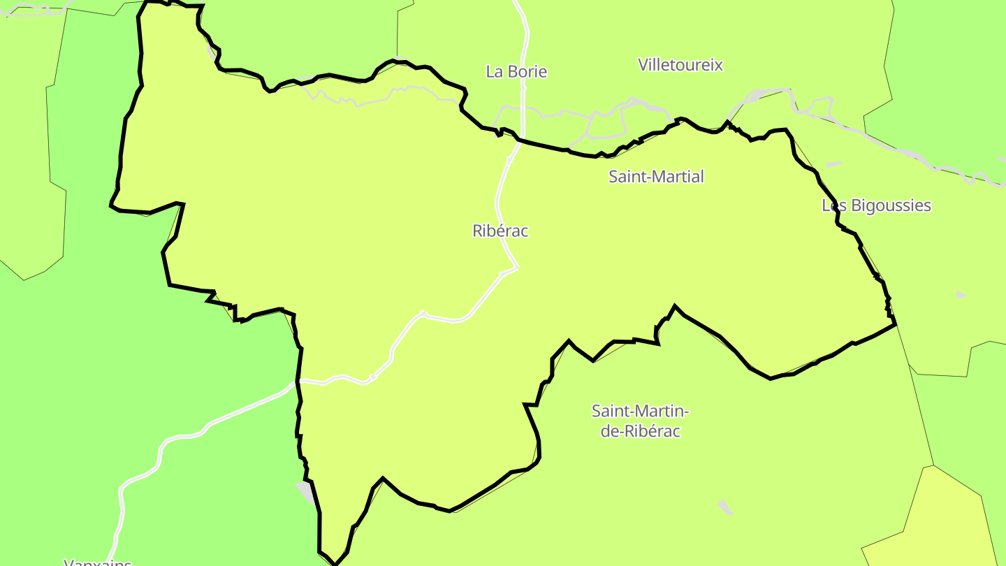 Carte des prix de l'immobilier Ribérac