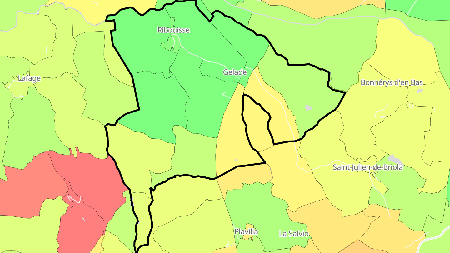 Carte des prix de l'immobilier Ribouisse