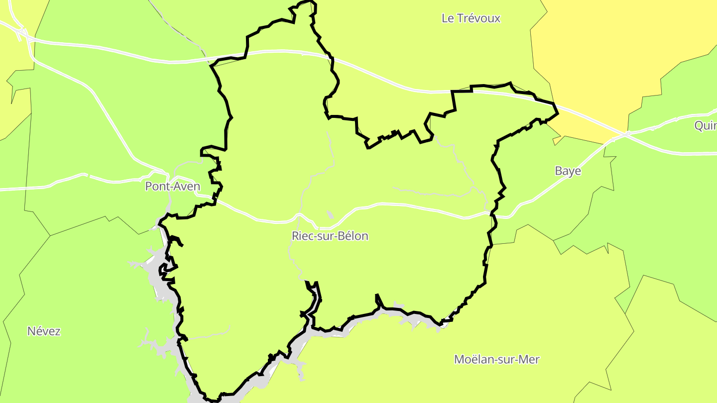 Carte des prix de l'immobilier Riec-sur-Bélon