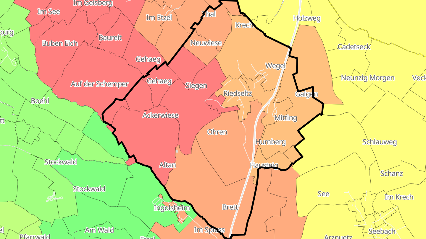 Carte des prix de l'immobilier Riedseltz