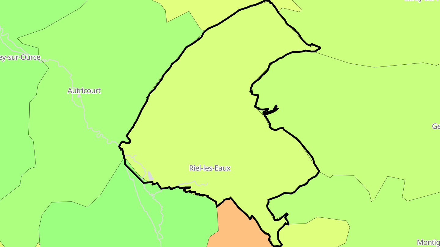 Carte des prix de l'immobilier Riel-les-Eaux