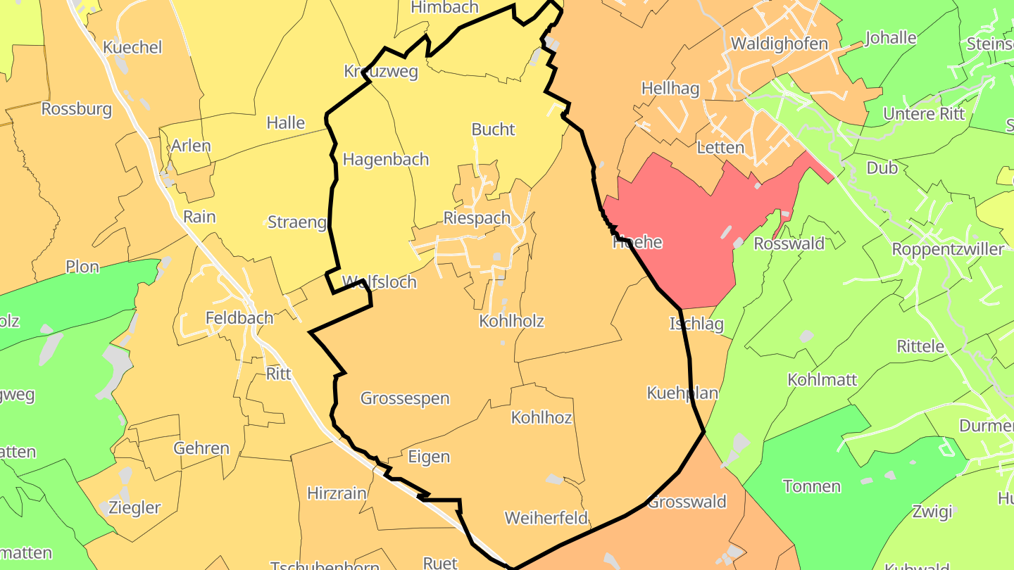 Carte des prix de l'immobilier Riespach