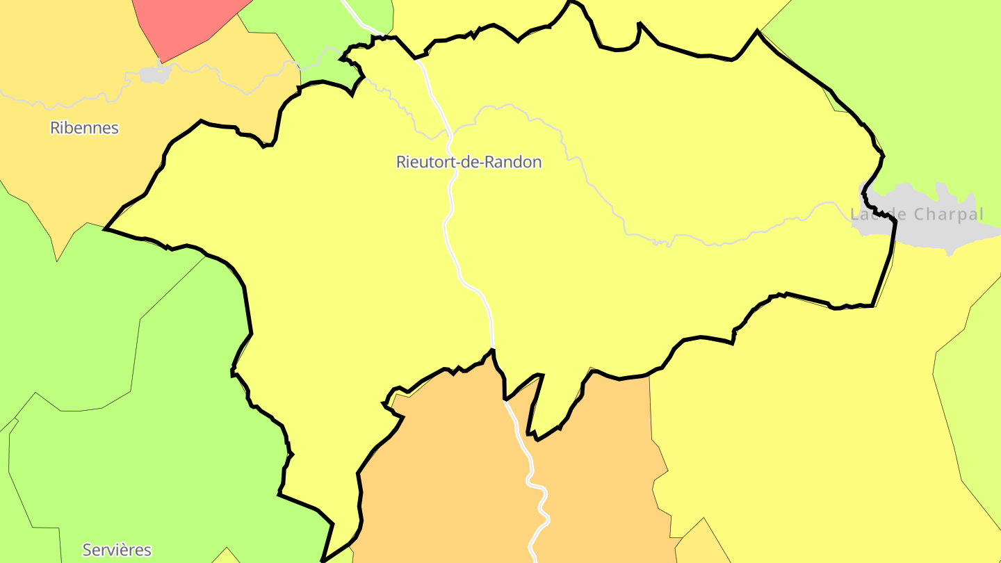 Carte des prix de l'immobilier Rieutort-de-Randon