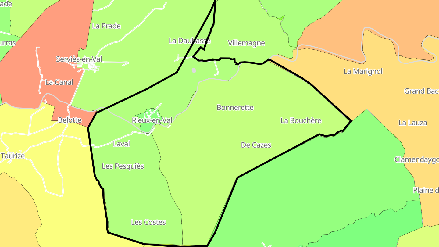 Carte des prix de l'immobilier Rieux-en-Val
