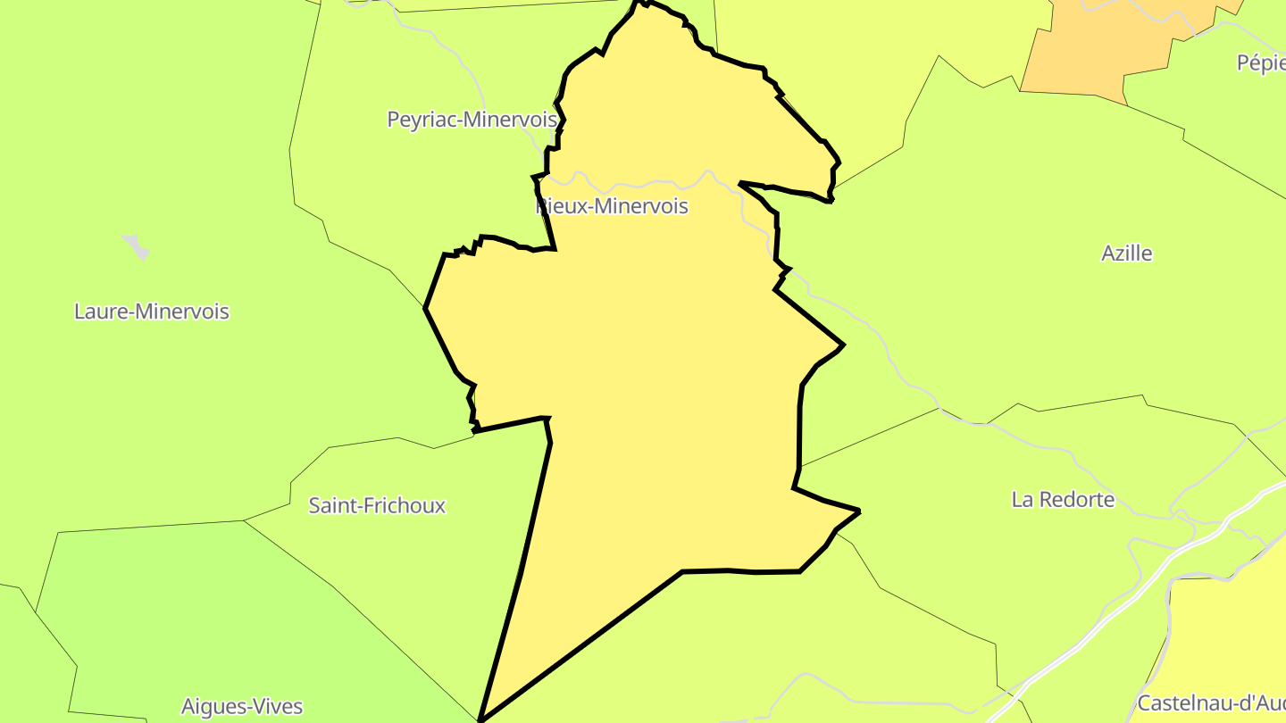 Carte des prix de l'immobilier Rieux-Minervois