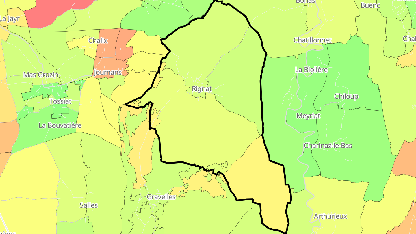 Carte des prix de l'immobilier Rignat