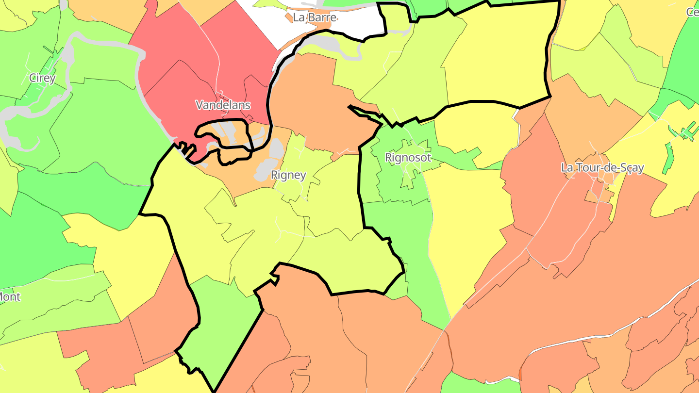 Carte des prix de l'immobilier Rigney
