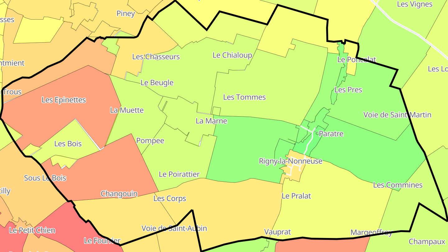 Carte des prix de l'immobilier Rigny-la-Nonneuse