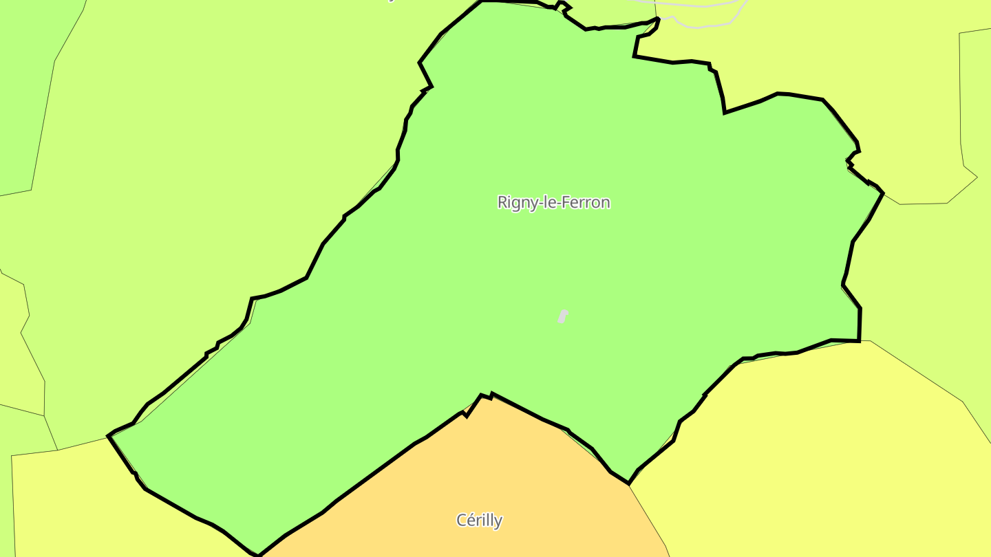 Carte des prix de l'immobilier Rigny-le-Ferron