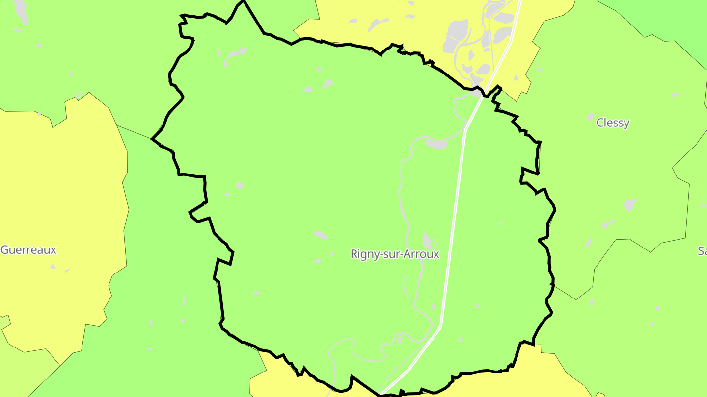 Carte des prix de l'immobilier Rigny-sur-Arroux