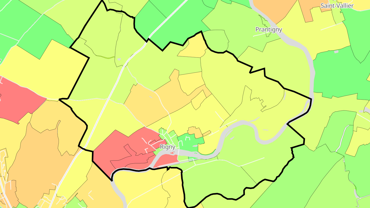 Carte des prix de l'immobilier Rigny