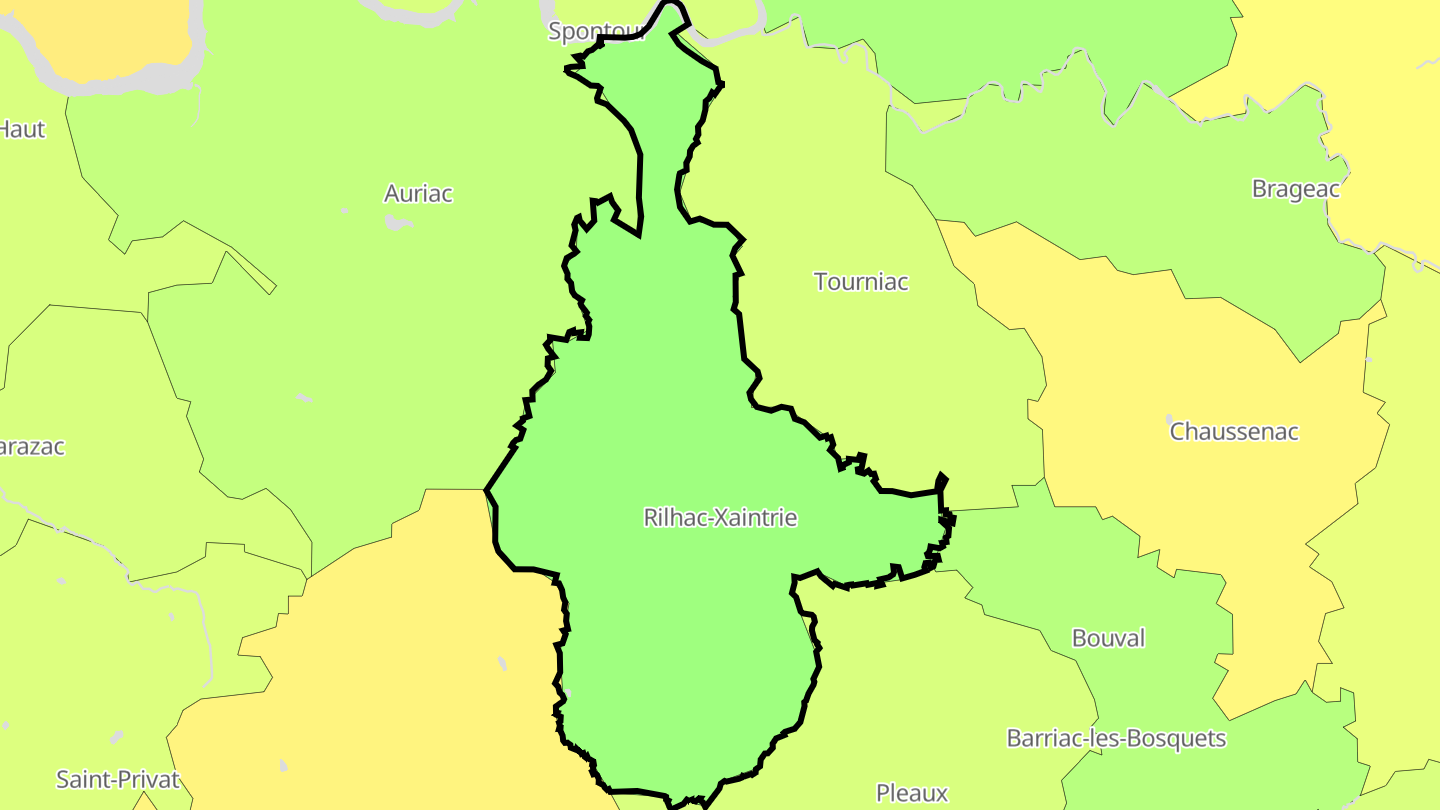 Carte des prix de l'immobilier Rilhac-Xaintrie