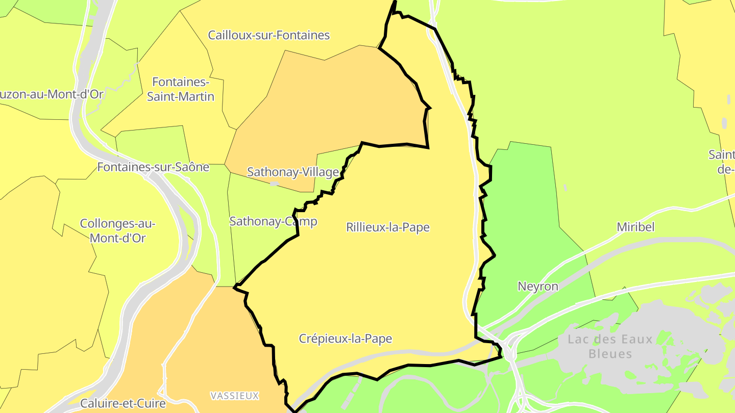 Carte des prix de l'immobilier Rillieux-la-Pape