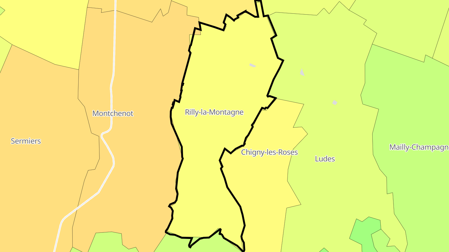 Carte des prix de l'immobilier Rilly-la-Montagne