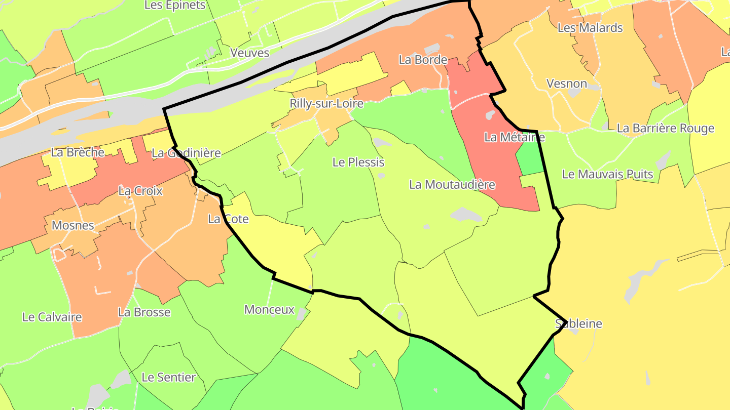 Carte des prix de l'immobilier Rilly-sur-Loire