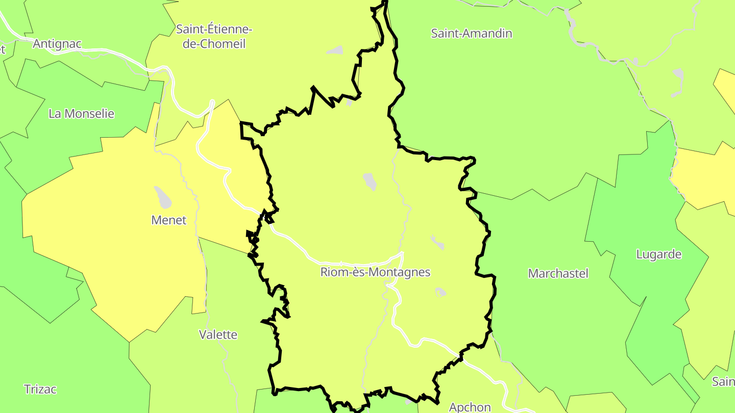 Carte des prix de l'immobilier Riom-ès-Montagnes