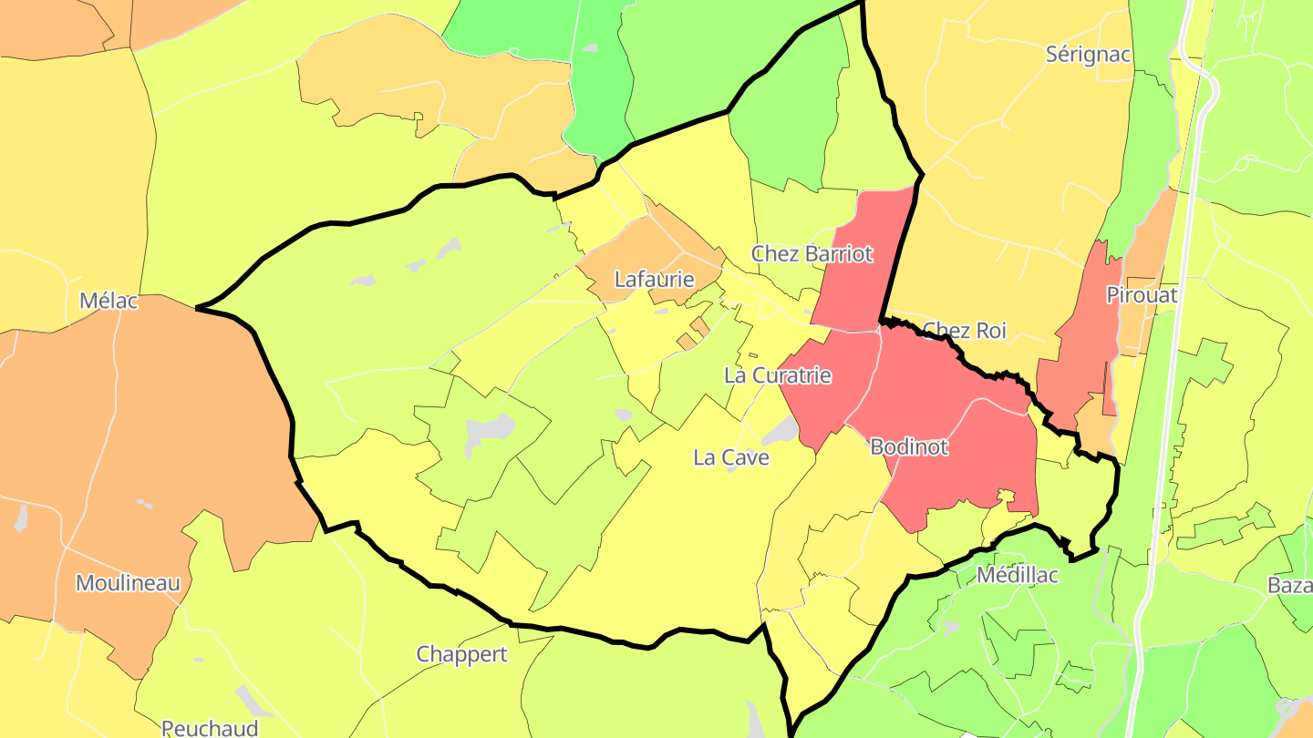 Carte des prix de l'immobilier Rioux-Martin