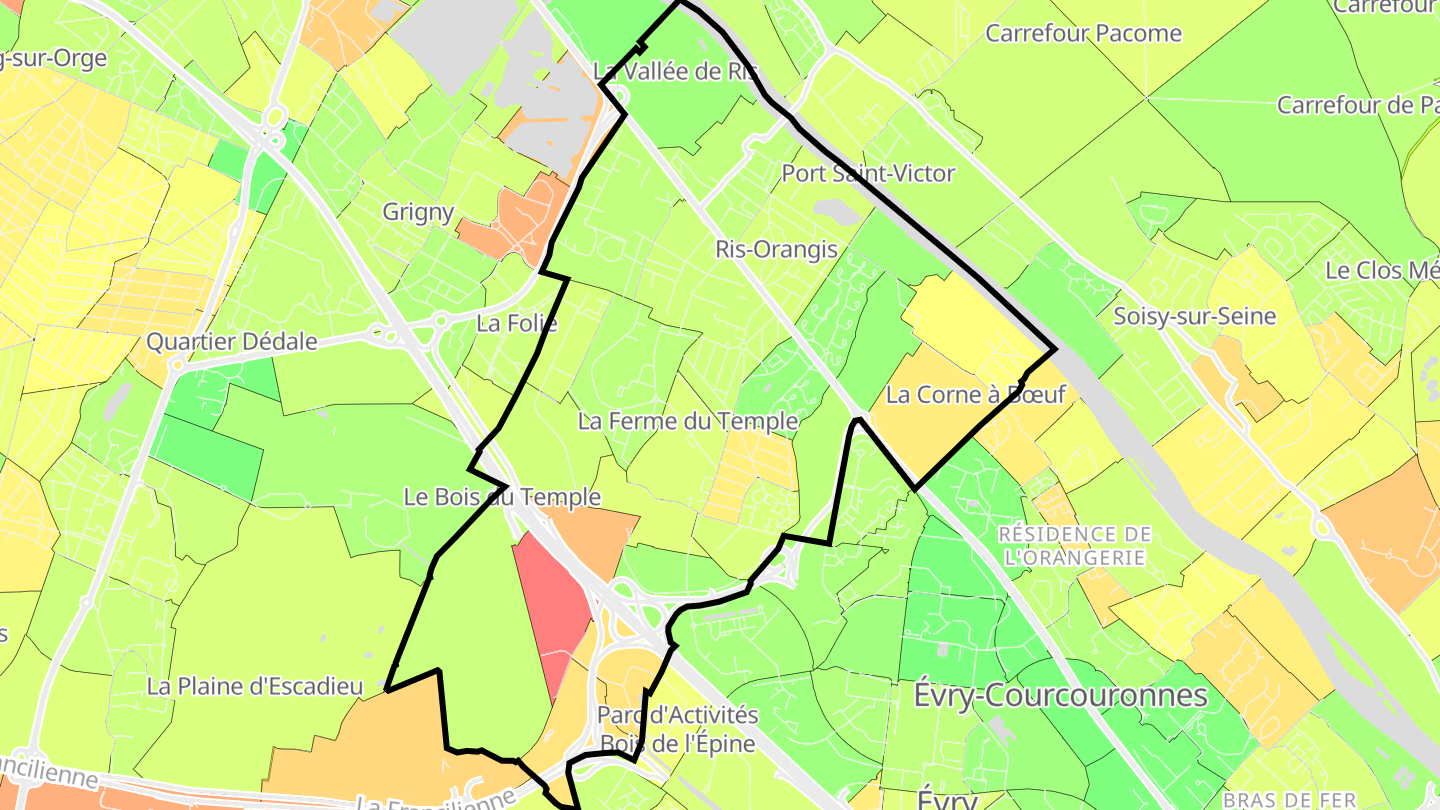 Carte des prix de l'immobilier Ris-Orangis