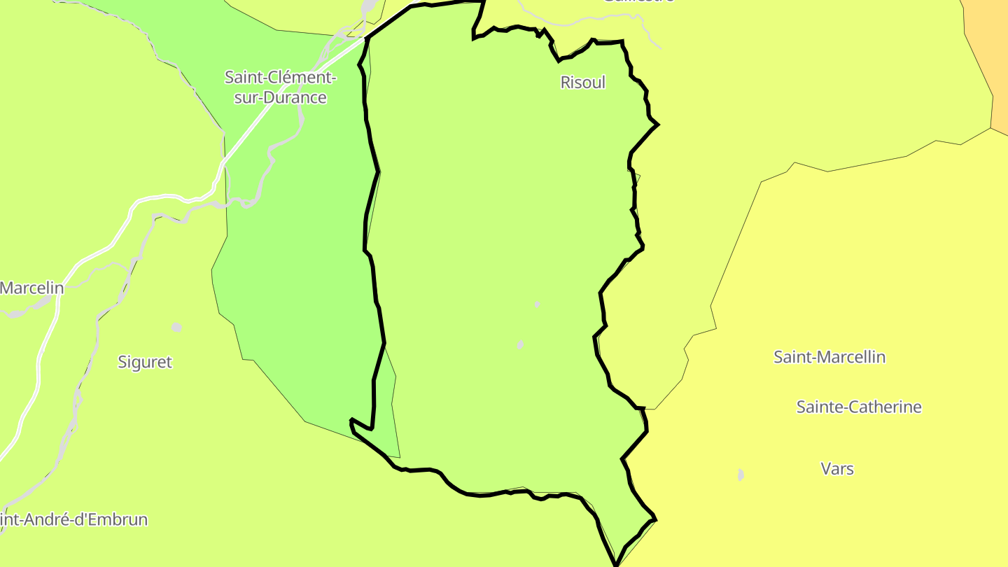 Carte des prix de l'immobilier Risoul