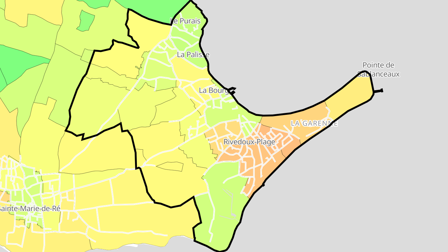 Carte des prix de l'immobilier Rivedoux-Plage