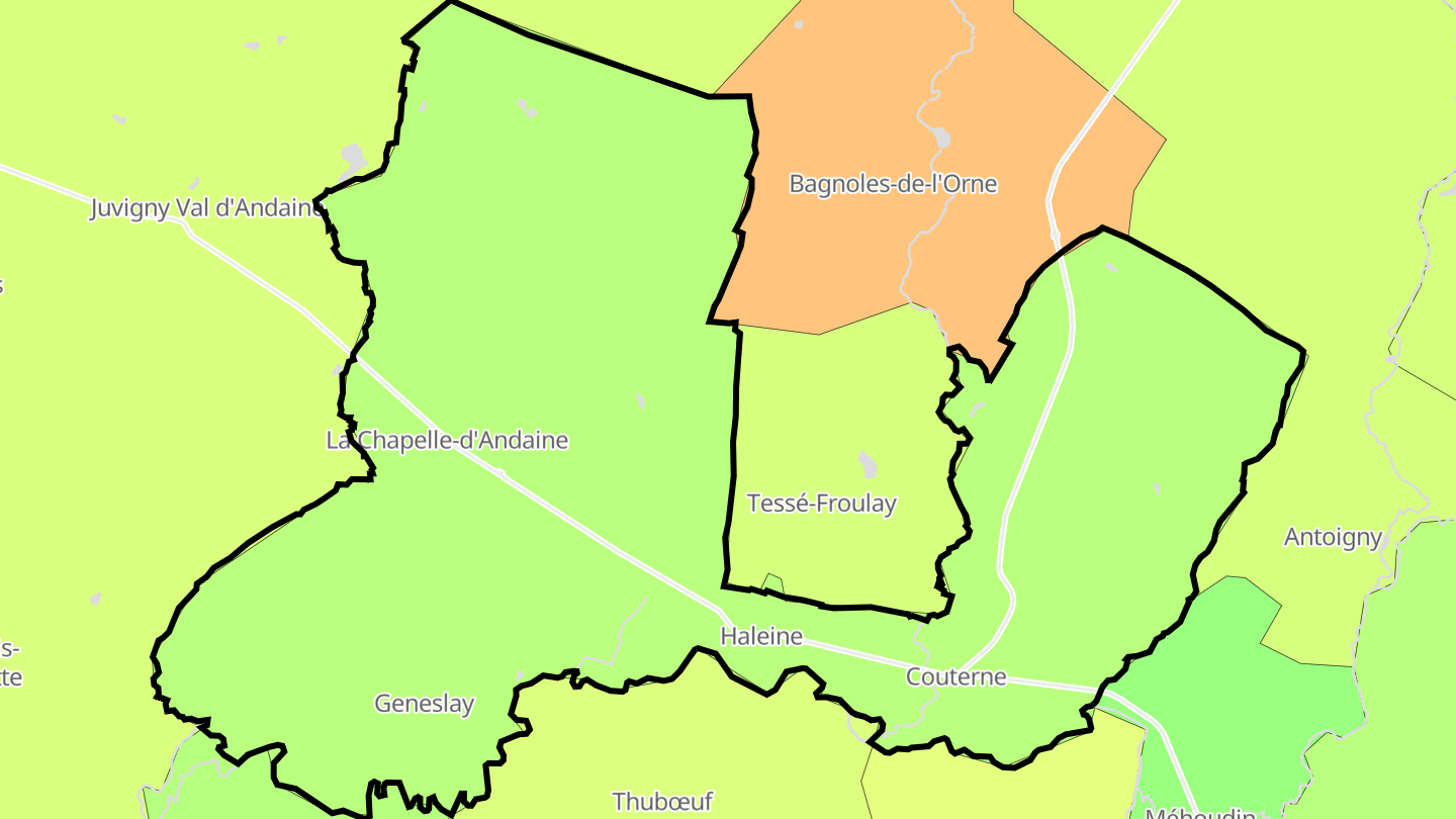 Carte des prix de l'immobilier Rives-d'Andaine