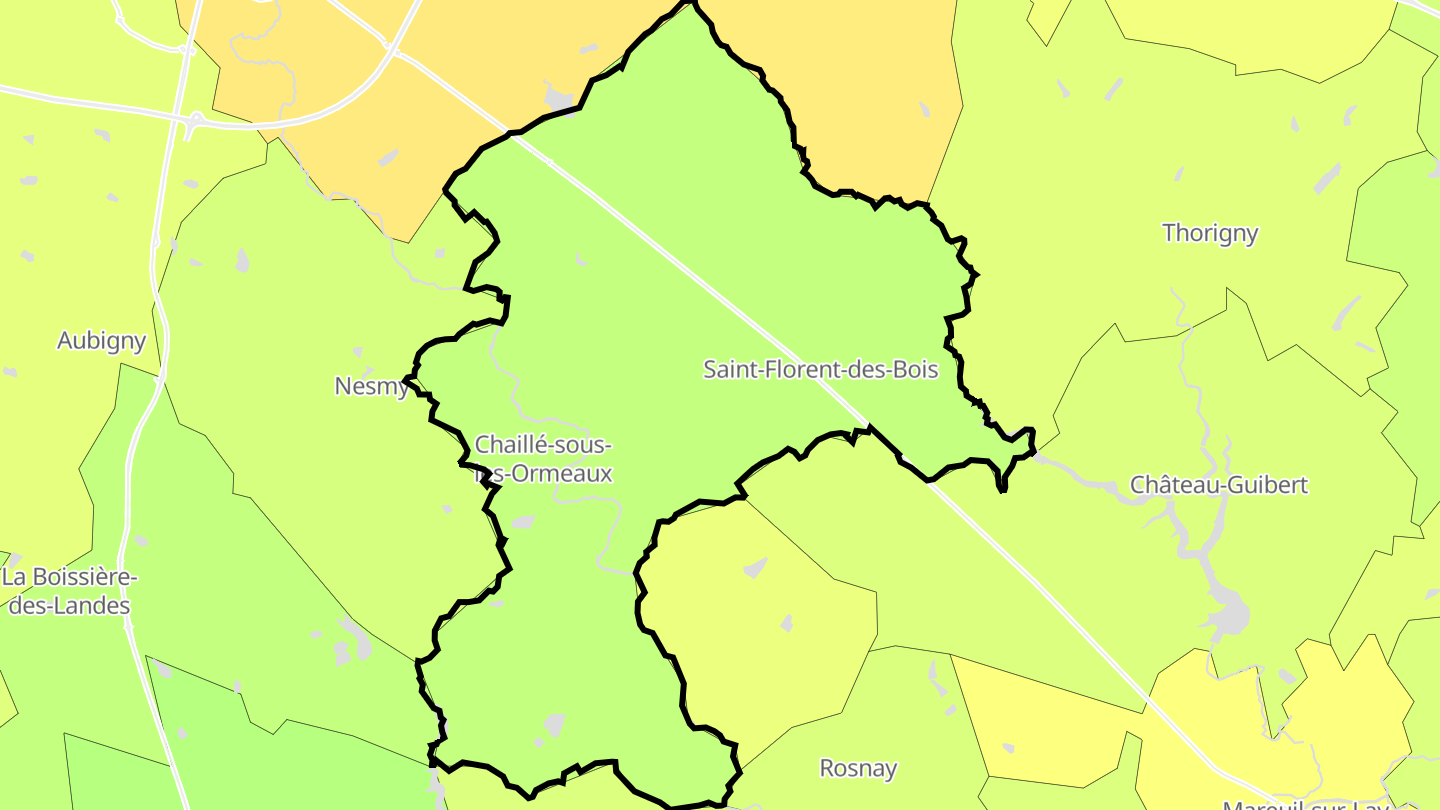 Carte des prix de l'immobilier Rives-de-l'Yon