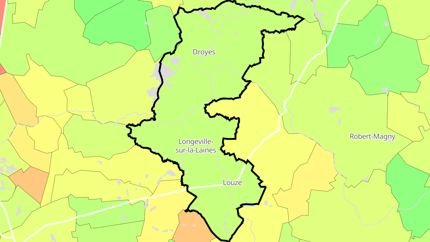 Carte des prix de l'immobilier Rives Dervoises