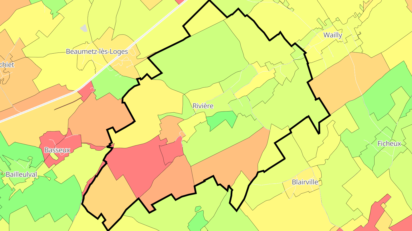 Carte des prix de l'immobilier Rivière