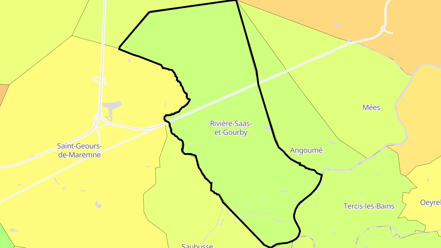 Carte des prix de l'immobilier Rivière-Saas-et-Gourby