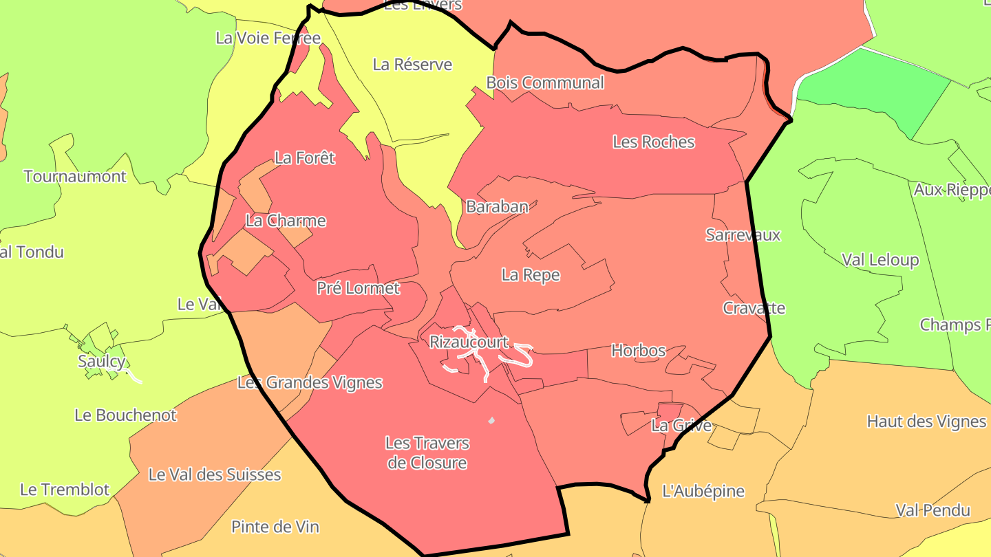 Carte des prix de l'immobilier Rizaucourt