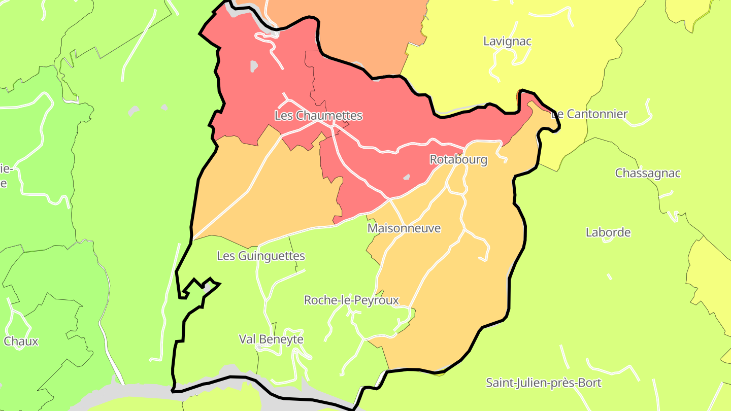 Carte des prix de l'immobilier Roche-le-Peyroux