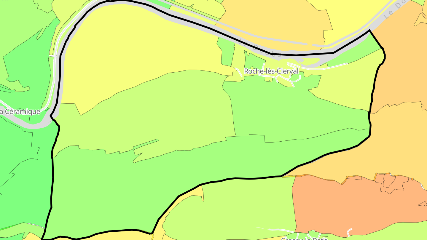 Carte des prix de l'immobilier Roche-lès-Clerval