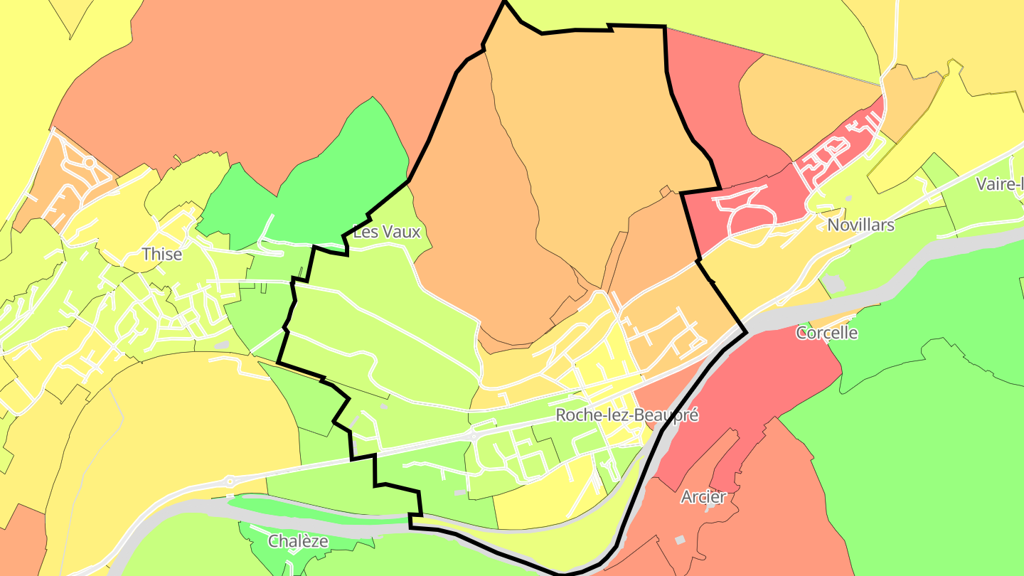 Carte des prix de l'immobilier Roche-lez-Beaupré