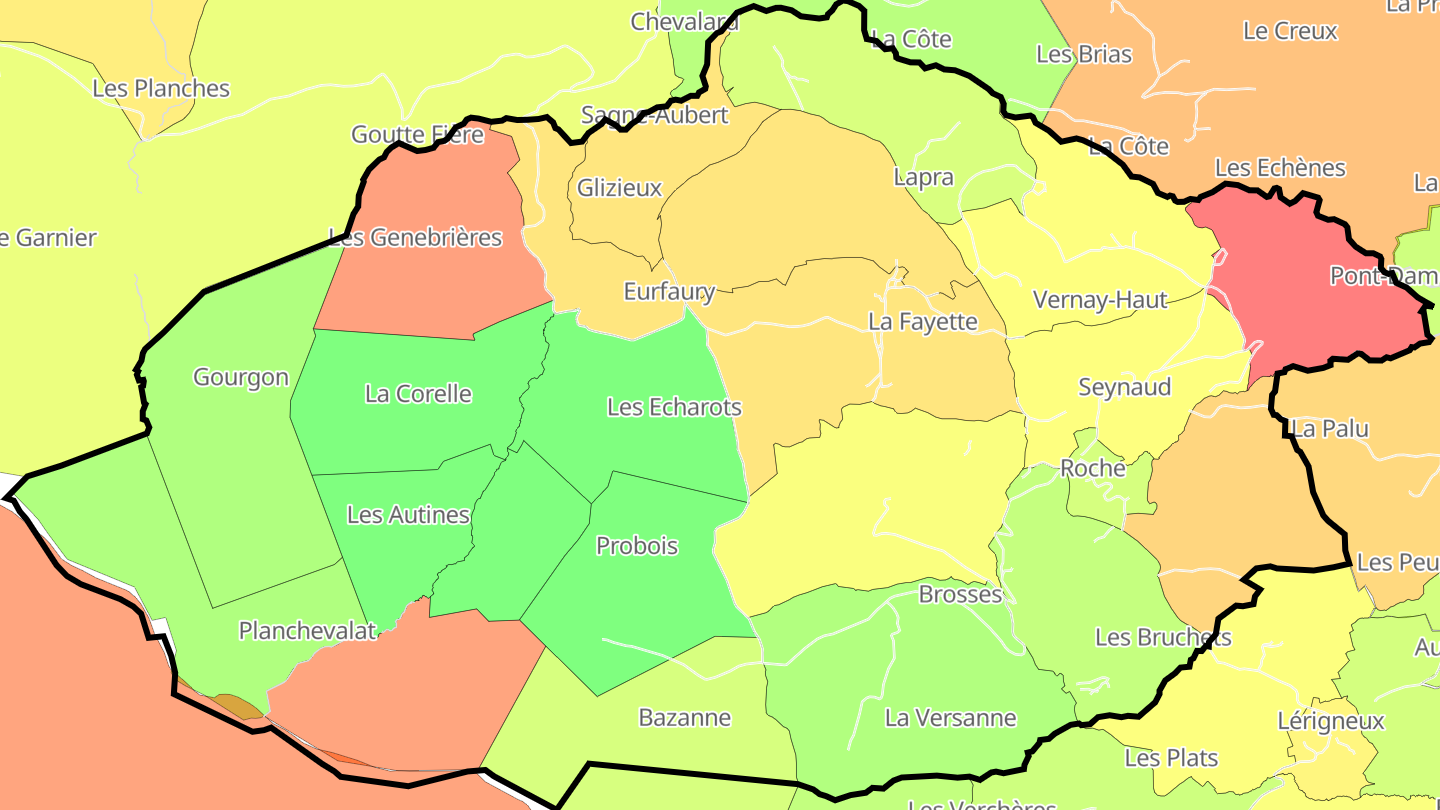 Carte des prix de l'immobilier Roche