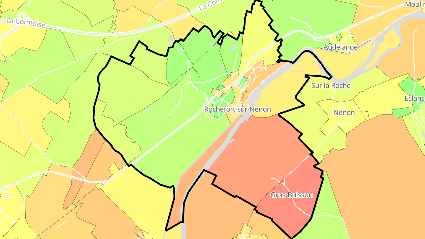 Carte des prix de l'immobilier Rochefort-sur-Nenon