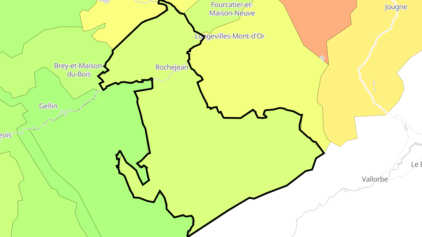 Carte des prix de l'immobilier Rochejean