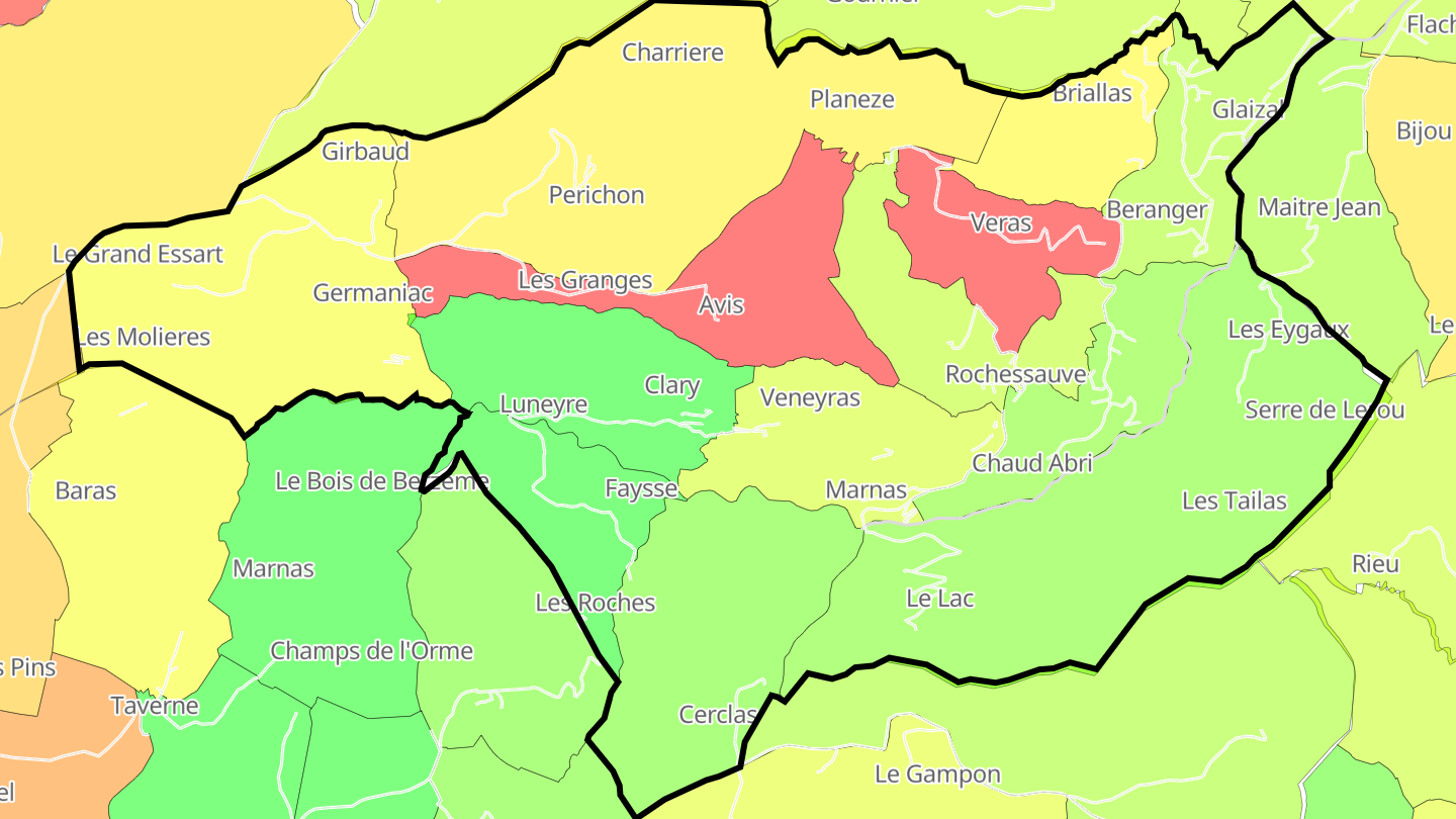 Carte des prix de l'immobilier Rochessauve