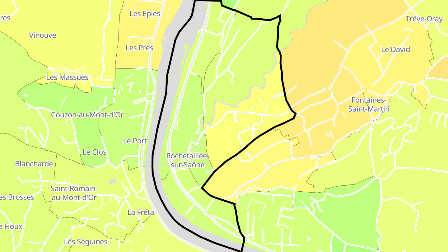 Carte des prix de l'immobilier Rochetaillée-sur-Saône
