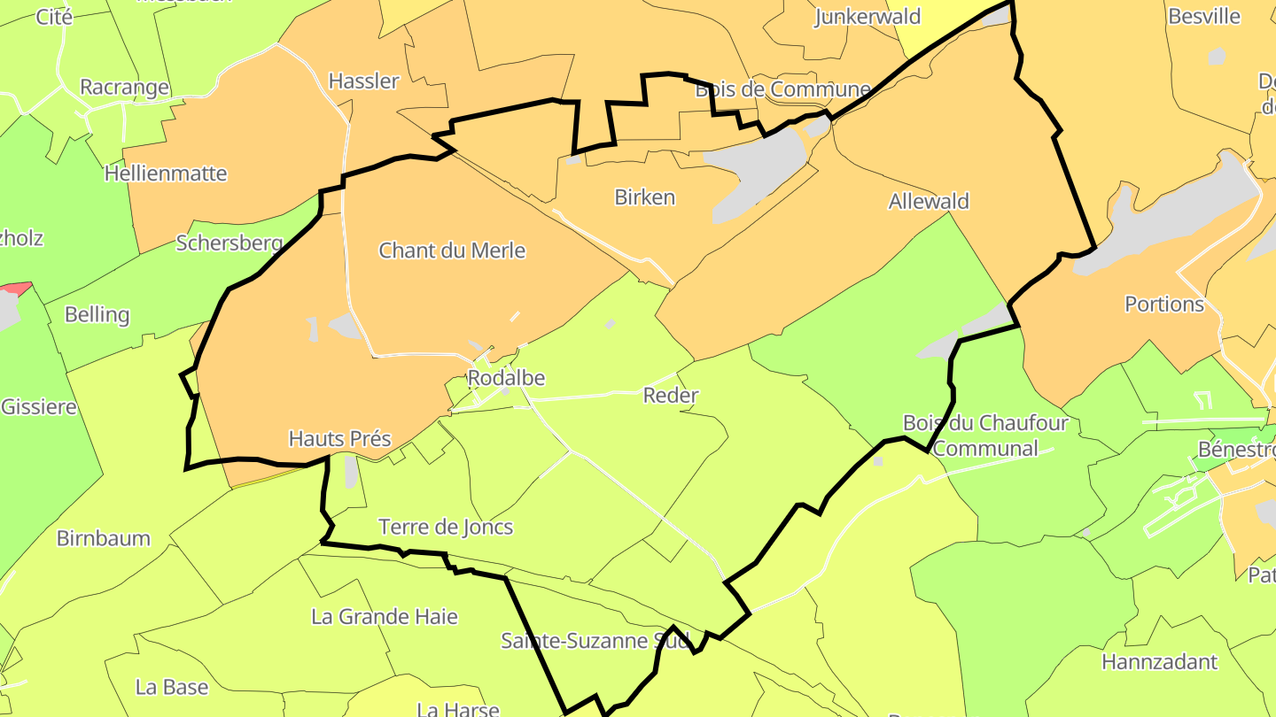 Carte des prix de l'immobilier Rodalbe