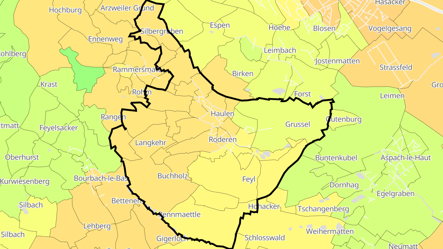 Carte des prix de l'immobilier Roderen